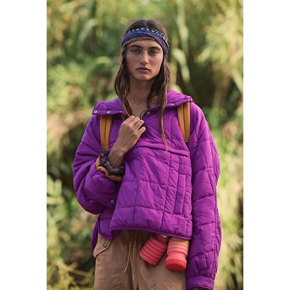 FREE PEOPLE Movement Pippa Packable Pullover Puffer in Red Violet Size XS NWT - Picture 1 of 9